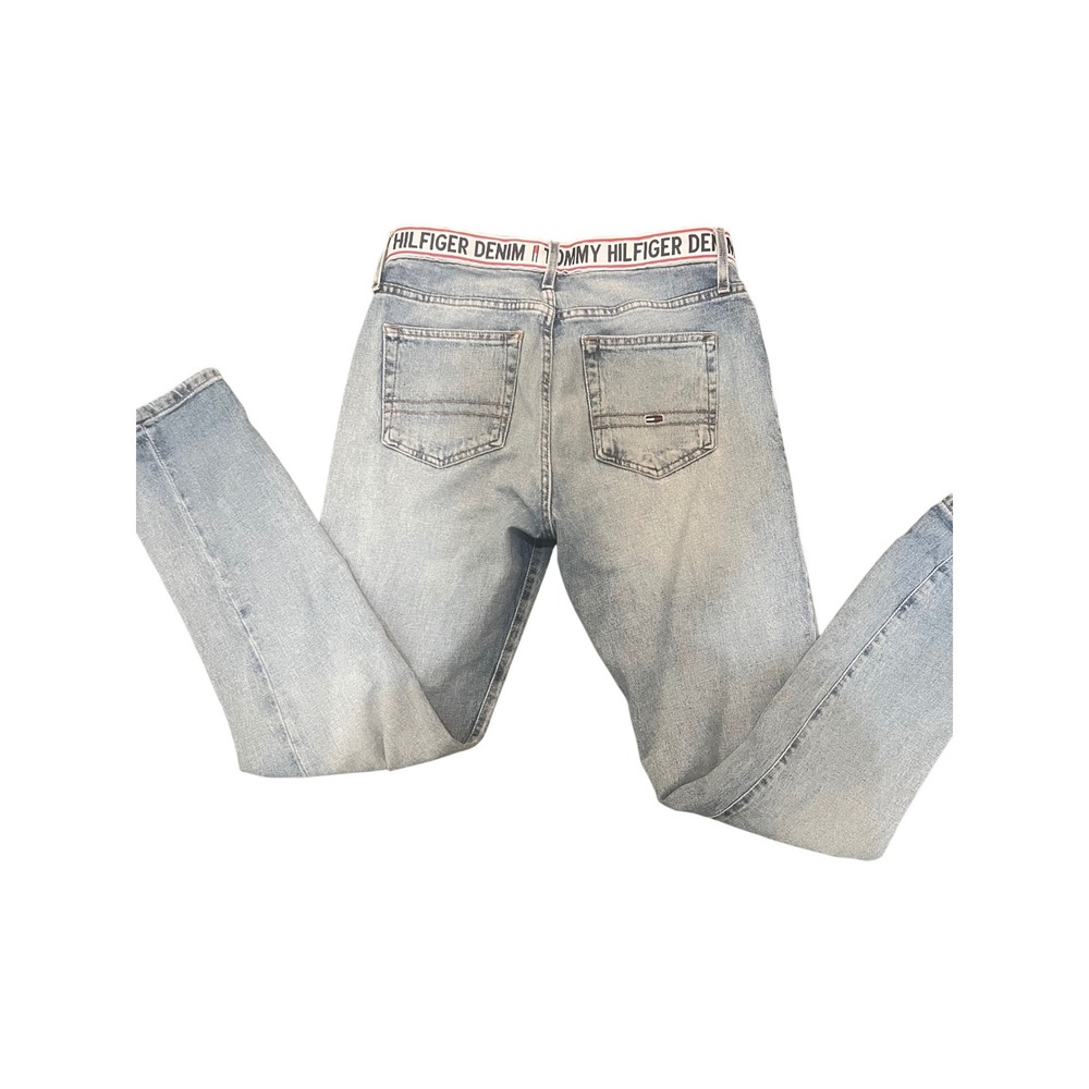 Tommy Hilfiger Light Wash Spellout Waist Jean Vintage 29x32 Mens Blue